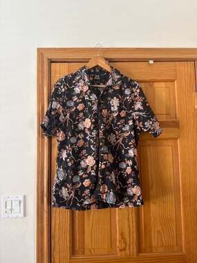 Todd Snyder Short Sleeve Floral and Bird Print Button Down Shirt